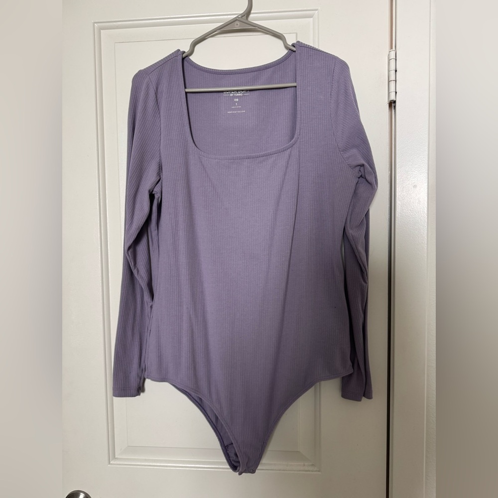Torrid Long-Sleeve Square Neck Bodysuit - Lavender